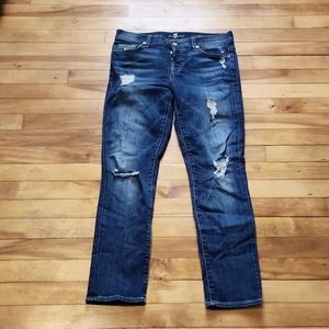 7 For All Mankind Josefina Skinny Boyfriend distressed jeans. Size 28.